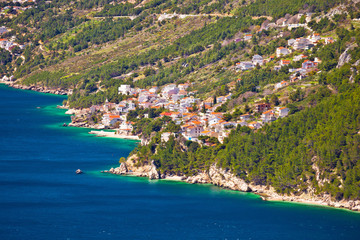 Village of Pisak in Makarska riviera coastline view