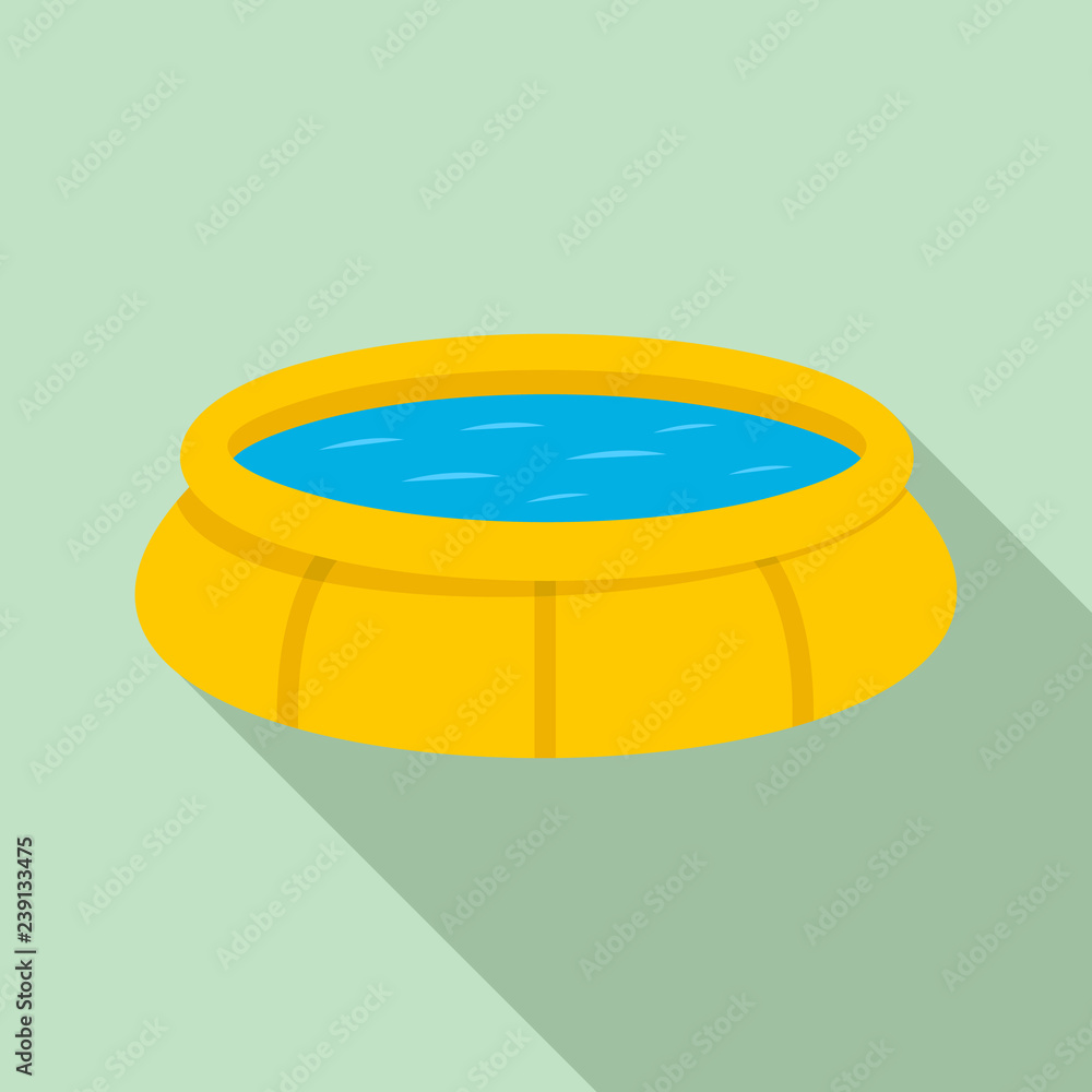 Poster round inflatable pool icon. flat illustration of round inflatable pool vector icon for web design