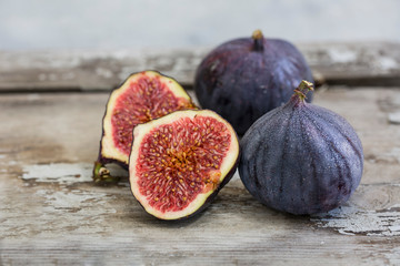 Fig fruits on rustic wooden background