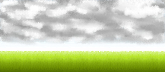 曇天、広大な草原