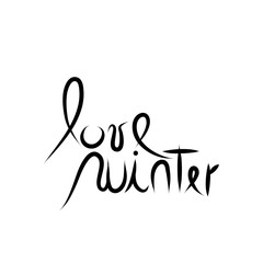 Vector illustration of text love winter.