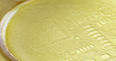 Crypto currency Gold Bitcoin - BTC - Bit Coin in gold paints. 
Macro.
