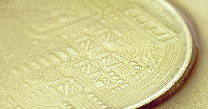 Crypto currency Gold Bitcoin - BTC - Bit Coin in gold paints. 
Macro.