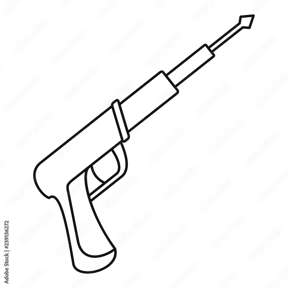 Poster speargun icon. outline speargun vector icon for web design isolated on white background