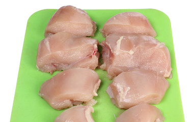 Piece of raw chicken meat on a white background