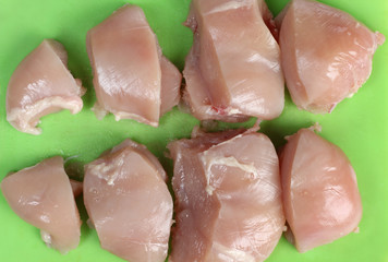 Piece of raw chicken meat on a white background