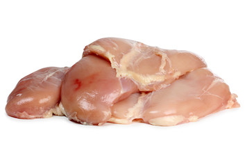 Piece of raw chicken meat on a white background