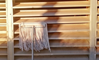 The mop is placed on the vents. 