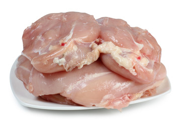 Piece of raw chicken meat on a white background