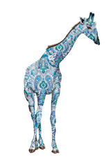 girafe, animal, isolé, floral, coloré,   mammifère, sauvage, de face, cou, safari, faune, haute, nature, jardin zoologique, 