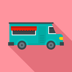 Fast food truck icon. Flat illustration of fast food truck vector icon for web design
