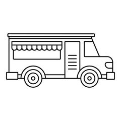 Fast food truck icon. Outline fast food truck vector icon for web design isolated on white background