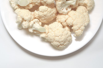 Cauliflower on a white plate