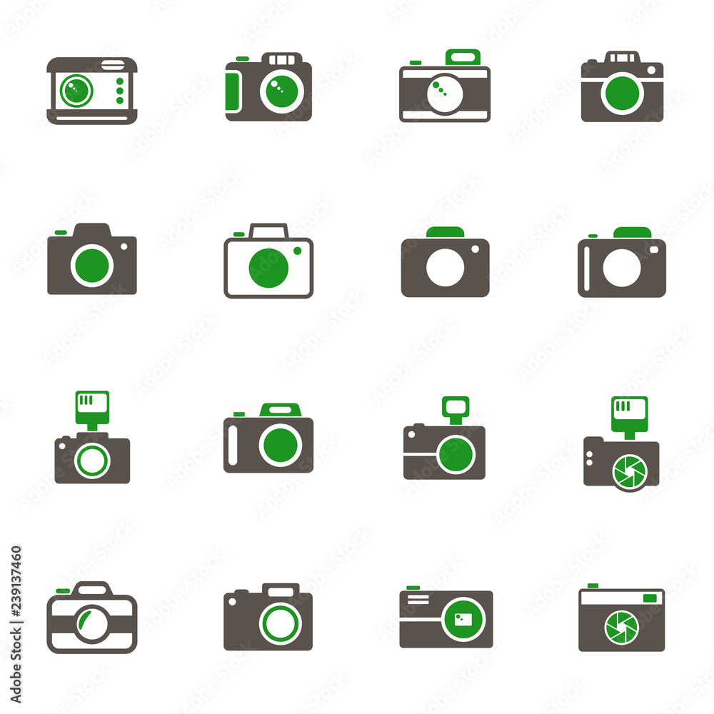 Poster camera simple vector icons in two colors