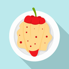 Red paprika cheese icon. Flat illustration of red paprika cheese vector icon for web design
