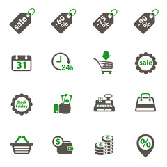 black friday simple vector icons in two colors