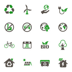earth day simple vector icons in two colors