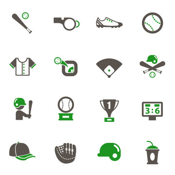 baseball simple vector icons in two colors
