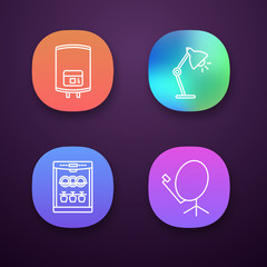 Household appliance app icons set