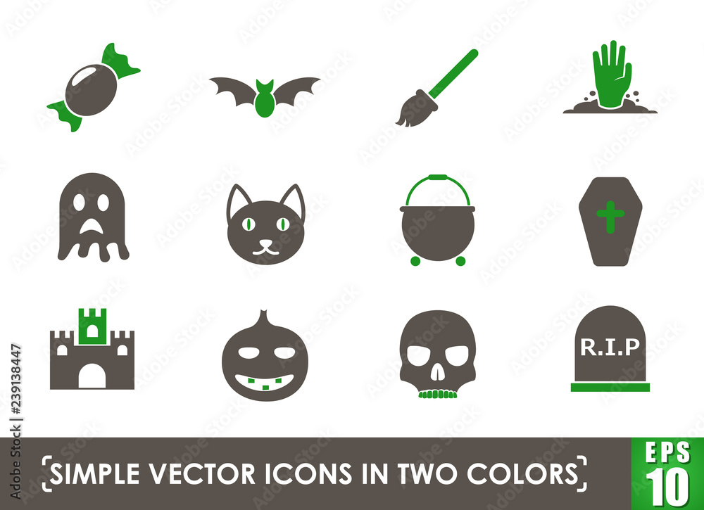 Poster helloween simple vector icons in two colors