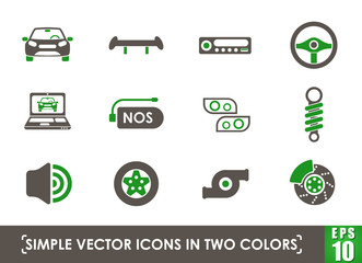 auto tuning simple vector icons in two colors