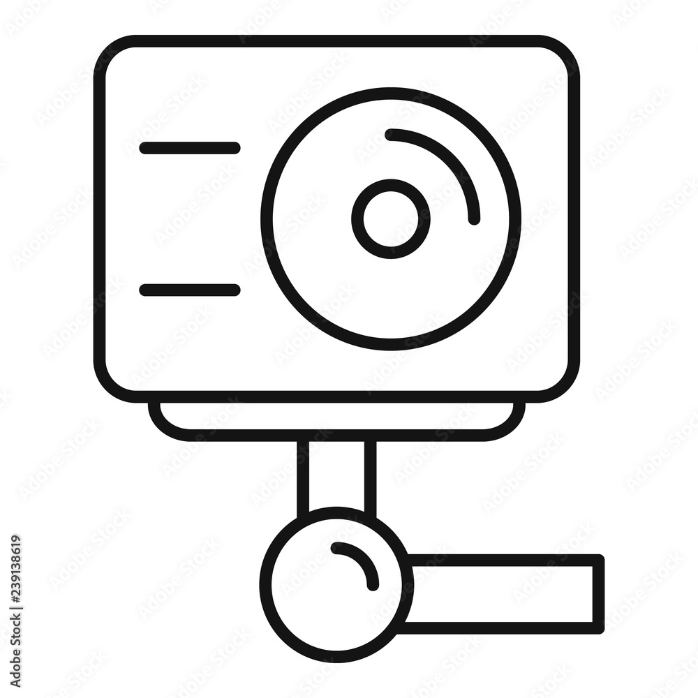 Poster action camera icon. outline action camera vector icon for web design isolated on white background