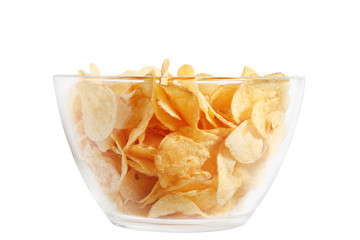 bowl with chips isolated. potato chips isolated
