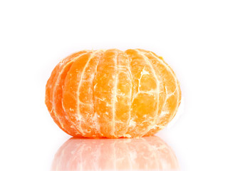 whole peeled mandarin isolated. citrus fruit for christmas