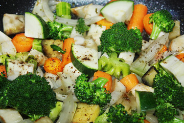 Vegetable, broccoli carrot fennel celery zucchini eggplant sauté