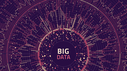 Complex big data visual representation. Data visualization. Graphic abstract background. 