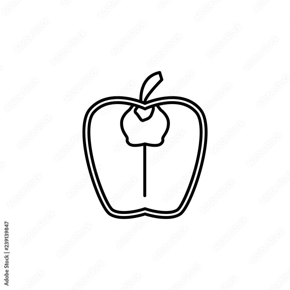 Poster pepper in cut outline icon. element of fruits icon. thin line icon for website design and developmen