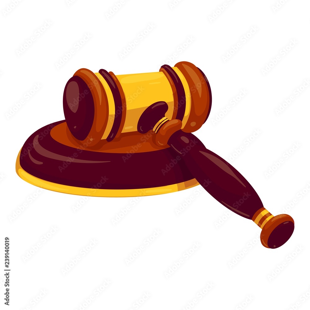 Poster judge gavel icon. cartoon of judge gavel vector icon for web design isolated on white background