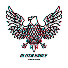 Eagle sign with glitch effect. Design element for logo, label, emblem, poster, t shirt.