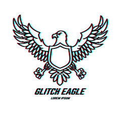 Eagle sign with glitch effect. Design element for logo, label, emblem, poster, t shirt.
