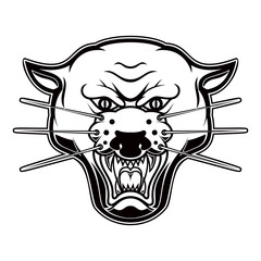 Illustration of pantera head on white background. Design element for logo, label, emblem, sign, poster, t shirt. © liubov