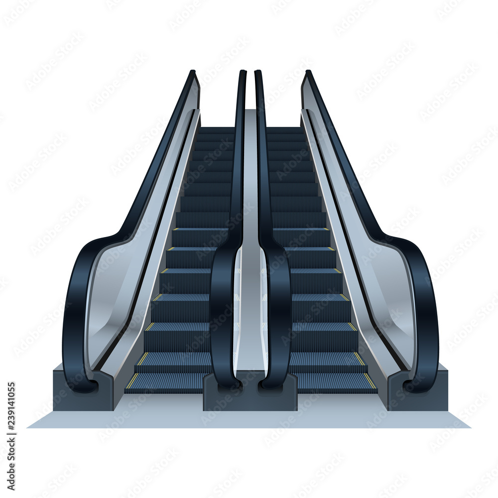 Poster double escalator icon. realistic illustration of double escalator vector icon for web design