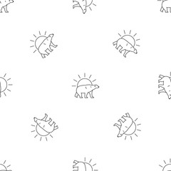 Polar bear on sun pattern seamless vector repeat geometric for any web design