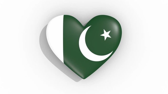 Heart in colors of flag of Pakistan pulses, loop.