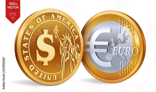 Dollar Euro Isometric Physical Golden Coins With And Euro Isometric Physical Golden Coins With Dollar And Symbol American