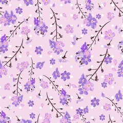 Cute wildflower littel blossom. Ditzy design seamless pattern