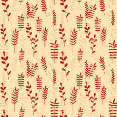 Seamless pattern jungle foliage plants and foliage cute seamless pattern. Vector outline leaves