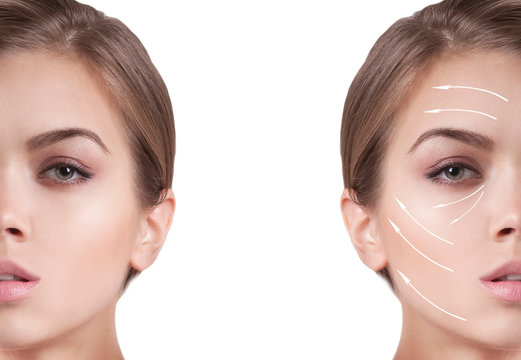 beautiful girl face arrow