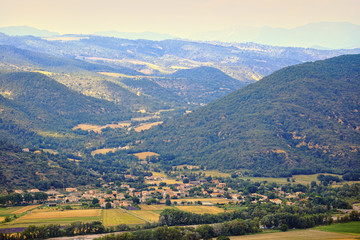 .View of the valley and the mountains in the French  Provence. France