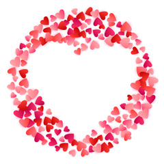 Red flying hearts bright love passion vector background.