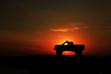 Fototapeta premium silhouette of a toy car