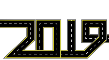 Fototapeta premium 2019 New Year. The road is stylized in the form of an inscription.Isolated. illustration