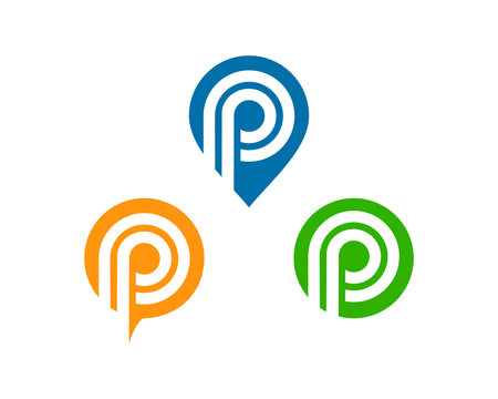P letter place logo icon template