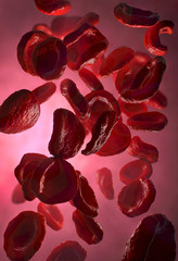 3d illustration of very closely observed red blood cells,called erythrocytes in the human body