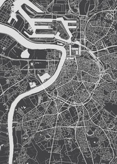 City map Antwerp, monochrome detailed plan, vector illustration