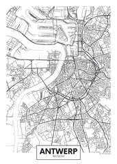 Foto op Plexiglas Antwerpen Stadsplan Antwerpen, vector posterontwerp voor reizen